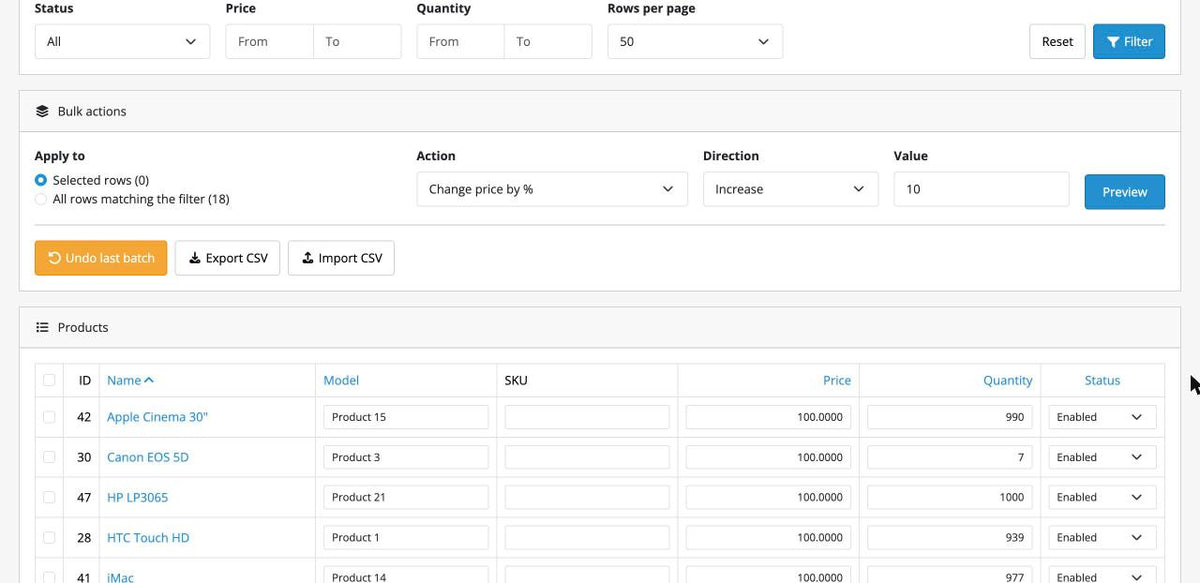BulkGrid - Bulk Product Editor for OpenCart 4